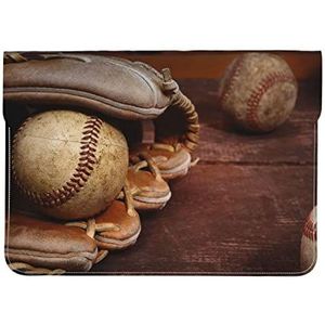 Retro Baseball Gedrukt Laptop Sleeve Lederen Cover Case Laptop Draagtas Computer Envelop Cover Voor Kantoor Vergadering Mannen Vrouwen