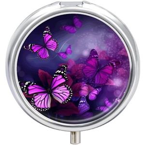 Paarse Vlinders Pil Doos Pil Case Pil Organizer Geneeskunde Pil Organizer Wekelijkse Pil Organizer Pil Houder Kleine Pil Case Pil Containers Pil Houder voor Portemonnee