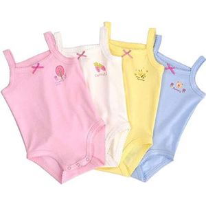 Blueleyu Baby Meisjes Mouwloze Tank Top Katoen Bodysuit 3-Pack Onsies, 4 van Pack met afdrukken, 18-24 maanden