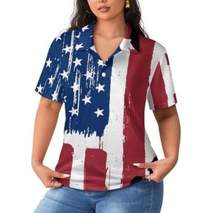 Ohio State Vintage Amerikaanse vlag dames poloshirts met korte mouwen casual T-shirts met kraag golfshirts sport blouses tops 5XL