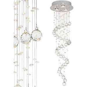 Kroonluchter van glaskristal, plafondlamp, voor woonkamer, slaapkamer, hanglamp, verlichting, diameter 10 cm, 3 x GU10, 100 cm