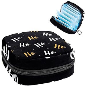Servet Opbergtas Sanitair, Draagbaar Maandverband Opbergzak,Ho-Ho-Ho Kerstmissen, Meerkleurig, 4.7x6.6x6.6 in/12x17x17 cm