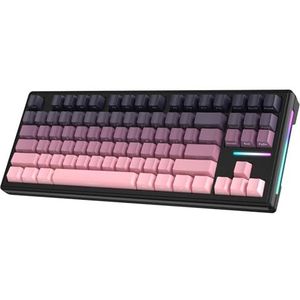ATTACK SHARK TKL Draadloos mechanisch gamingtoetsenbord, Bluetooth 5.0/2.4G/USB-C Bedraad Hot Swap RGB-toetsenbord 80%, lineaire witte schakelaars Gradient Side Print PBT Keycaps voor pc Mac - Braam