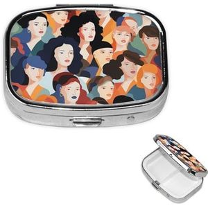 Pillendoos Geneeskunde Pil Organizer Diverse Vrouwen Menigte Kleine Pil Case Reizen Pil Container Draagbare Pil Case voor Pocket 2 Compartiment Pillenhouder Pillendozen voor Reizen