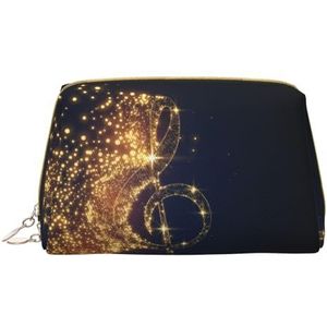 CRJSYCBYB Gouden Muzikale Opmerking met Gevallen Glanzende Ster Gedrukte Lederen Make-up Tas Draagbare Reizen Kosmetische Zak Toile, Wit, Eén maat
