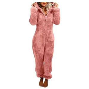 MdybF Onesies Voor Vrouwen Winter Warme Pyjama Vrouwen Onesies Hooded Pluizige Fleece Jumpsuits Nachtkleding Nighties, L, S