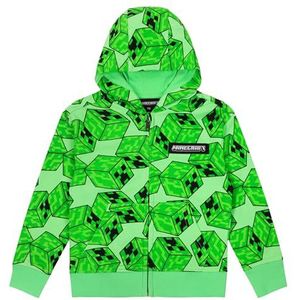 Minecraft Creeper Hoodie Sweatjack met capuchon, lichtgroen, 116