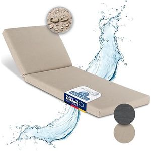 Beautissu Ligstoel Kussens voor Tuinmeubelen Waterdicht – Ligstoel Kussen 190x60 voor Ligbedden Outdoor Kussen Weerbestendig Sneldrogend Wasbaar – Kussens voor Tuinligbedden Beige