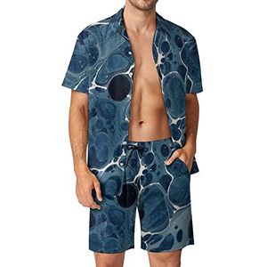 Gemarmerd papier Hawaiiaanse sets voor mannen button down korte mouw trainingspak strand outfits 3XL