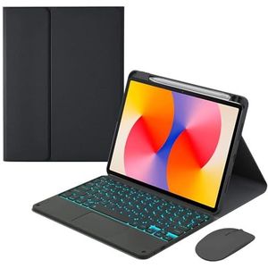 Toetsenbord Case voor HUAWEI MatePad SE 11 met Touchpad, Afneembare Backlit Toetsenbord Slanke Lederen Folio Smart Cover met Potlood Houder, Zwart