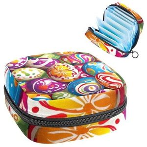 Kleurrijke Paasei Naadloze Maandverband Opbergtas, Grote Menstruatie Cup Pouch met Rits, Menstruatie Pads Bag Store Panty Liners Tampons voor Meisjes Vrouwen