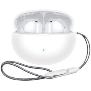 Hoofdtelefoon beschermhoes voor Huawei Freebuds 6i zachte siliconen hoes met nylon sleutelkoord anti-stof hoes (wit)