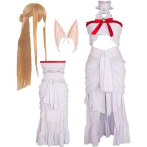 MANMICOS Amerikaanse maat Anime Asuna cosplay kostuums SAO vrouwen witte rok party pak (2X-Small)