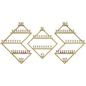 Metal Wall Mounted Nail Polish Storage Racks, Polygonal Essential Oils Display Shelves, Cosmetic Display Organizers for Home Spa Nail Salon Shop(Gold)