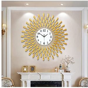 Moderne Design Stille Klok Moderne Wandklok Op Batterijen Stille Home Decor Wandhorloge Met Wijzerplaat Arabische Cijfers Home Wall Decor Huishoudelijke Kwartsklok(Color:Gold,Size:27 inch)