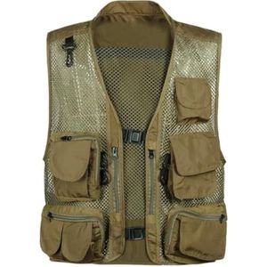 Pegsmio Baggy Heren Mesh Vest Zomer Multi Pocket Fotografen Mouwloze Jassen Camo1 Vest, Donkere Leger EN8, XL