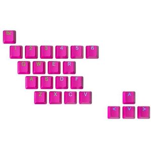 Ranked Rubberen Toetsenset | Dubbel Schot Doorschijnend | OEM-Profiel voor Mechanisch Gaming Toetsenbord(Neon Pink, 23 Toetsen)