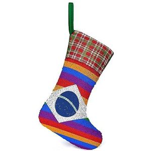 Braziliaanse Gay Vlag Magische Kerst Kousen Pailletten Kleur Veranderende Opknoping Decor voor Gift Kerstdag Xmas Boom Open haard