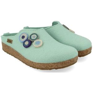 Haflinger Grizzly Kanon 731023 Pantoffels van wolvilt volwassenen, grootte:42, kleur:Groen