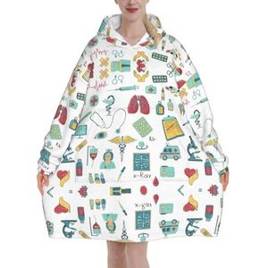 Abstraction Biology Chemistry4 Vrouwen Sherpa Sweatshirt Deken Verlengt Warm Gezellige Oversized Draagbare Pocket Hoodie Volwassenen