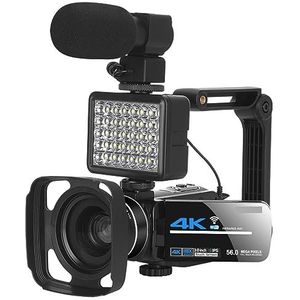 4K Streaming Digitale Video Camera Webcam Wifi Camcorder For Fotografie Infrarood Nachtzicht Outdoor 56MP Vlog Recorder Heldere Gedetailleerde Beelden(128G SD Card,Set 5)