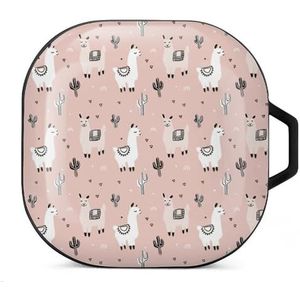 Llama en cactus oordopjes hoesje compatibel met Samsung hard shell beschermhoes zwart stijl