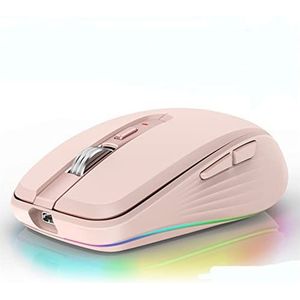 BT 5.1 Draadloze Magic Mouse Oplaadbare, Silent Multi Arc Touch Muizen Ultradunne, RGB-muis compatibel voor Windows Android IOS Pad Laptop Mac PC Macbook (roze)