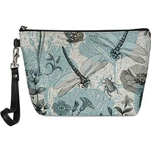 SEANATIVE Womens Travel Organizer Cosmetische Tas met Rits Dragonfly Make Up Case PU Lederen Cosmetische Case Wash Kit Tas