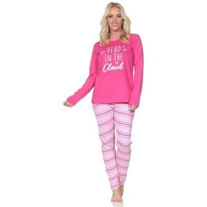 Normann Damespyjama met lange mouwen, met gestreepte look, roze, 40-42