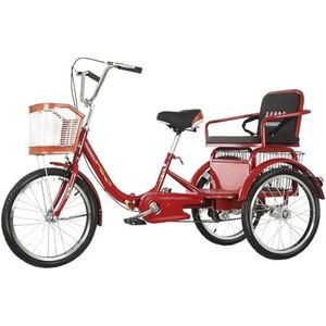 Zwaar uitgevoerde driewieler met één snelheid, opvouwbare fiets met 3 wielen for volwassenen, veilige cruiser-trike met achterbank en mand, for 140-180 cm seniorenbelasting 180 kg(Color:A)