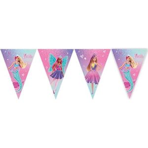 Procos - Filare 9 driehoekige Barbie Fantasy vlaggen gemaakt van FSC-papier, PR94569