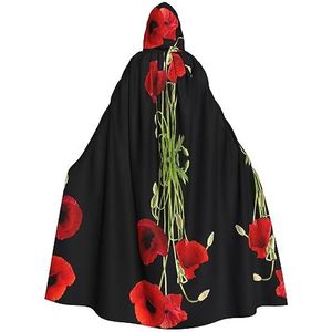 Halloween cape met capuchon, mantel, rode bloem, cosplay, carnavalskostuum voor Halloween, Kerstmis, kostuumfeest