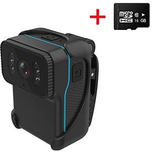Mini-lichaamscamera, 1080P HD Draagbare body Actie Camera WiFi DV Camcorder Loop Recording Ondersteuning Tf-kaart Nachtzicht Cam MP4 Video voor wetshandhaving, levering (Color : Camera Add 16GB, Siz