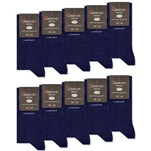 10 Paar Comfort Sokken zonder Elastiek & zonder Naad Heren & Dames Katoen Comfortband 13100 (35-38 marine)