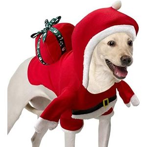 Kerst Kerstman Hondenkostuum,Kerst Kerstman Kleding Cosplay Outfit met Cadeau - Kerst aankleedoutfit Pet Santa Jumpsuit voor binnen en buiten Xiebro