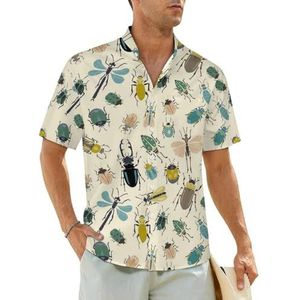 Insectenshirt voor heren, korte mouwen, strandshirt, Hawaïaans shirt, casual zomershirt, XL
