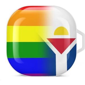 LGBT Pride French Saint Martin Flag Oordopjes Hoesje Compatibel met Samsung Hard Shell Beschermhoes Wit-Stijl