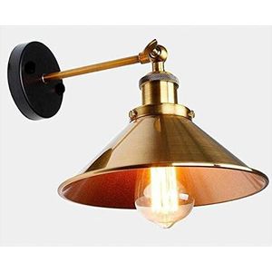 Retro wandlamp, industriële stijl, lampfitting E27, retro binnenlamp, diameter 22 cm, geschikt voor slaapkamer, hal, café, loft en leesbalk [energie-efficiëntieklasse A+] (goud)