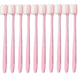 Miljoen tandenborstel Ultrafijne zachte tandenborstel Antibacterieel Bescherm de gezondheid Reizen Draagbare tandenborstel Mondhygiëne Gereedschappen (Color : PT-pink 10 PCS)