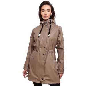 Navahoo Dames regenjas met capuchon regenjas teddyvoering waterdicht B934, taupe, S