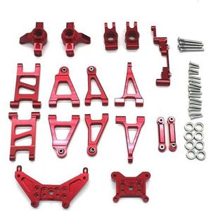 For MJX 14303 14301 14302 1/14 RC 4WD afstandsbediening auto metalen upgrade onderdelen kwetsbare set van 10 stuks(Red)