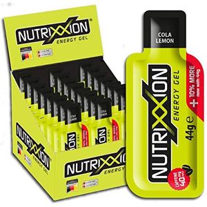NUTRIXXION® | Energy Gel Sport, BCAA Aminosäuren Shot, High Carb, mit 40 mg extra Koffein | 24 x 44g | Cola-Lemon