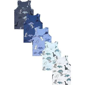 TupTam Kinderen Jongens Onderhemd Mouwloos Tank Top 5-Pack, Set van 5 Dino Blauw Beige Grijs, 104-110