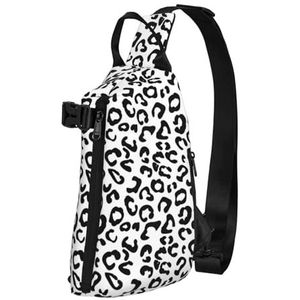 EdWal Giraffe Print Sling Bag Wandelen Dagrugzak Crossbody Schouder Borst Outdoor Reizen Rugzak Voor Vrouwen Mannen, Zwarte en witte luipaardprint, Eén maat