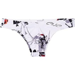 Underwear for man Men Smooth Soft Printed Thin Low Waist Bikini Ice Silk Briefs 3 Pieces-Brid,L