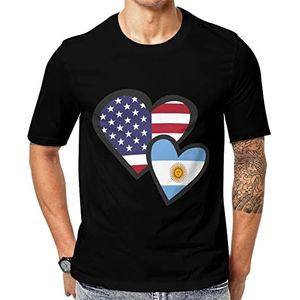 Interlocking Hearts Amerikaanse Argentijnse vlag heren korte mouw grafisch T-shirt ronde hals print casual T-shirt tops L