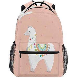 LUCKYEAH Ethinic Mooie Animal Alpaca Rugzak School Boek Tas voor tiener Jongen Meisje Kids Daypack Rugzak voor Reizen Camping Gym Wandelen