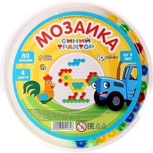 Blauwe Tractor Thema Ronde Mozaïek Puzzel Set - 80 Stuks in 4 Kleuren voor Creatief Spelen en Leren