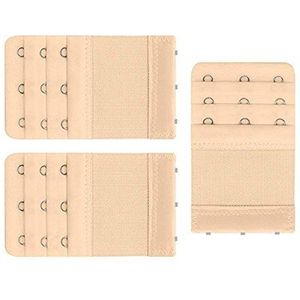 XCSSKG Elastische beha-verlengstuk voor dames, met 3 haken en riem, verpakking van 3 beige