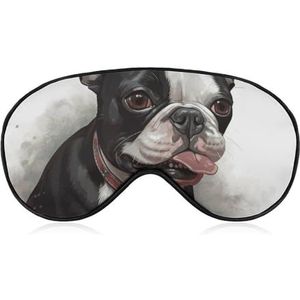 Boston Terrier slaapmasker, licht blokkerend oogmasker, comfortabel en zacht, oogbedekking met elastiek, geschikt voor mannen en vrouwen, geschikt voor reizen en slapen